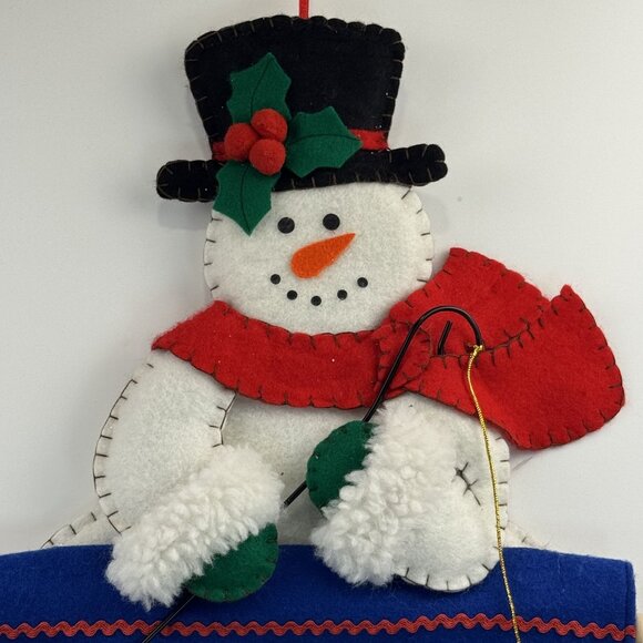 Vintage Snowman Let It Snow Advent Calendar Wall Hanging Christmas Felt Plush - Picture 5 of 11